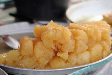 Cassava or Tapiopca in syrup, Thai Dessert.