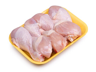 Group of raw chicken drumstick on plate