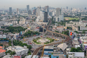 Fototapeta na wymiar Victory monument top view at bangkok thailand