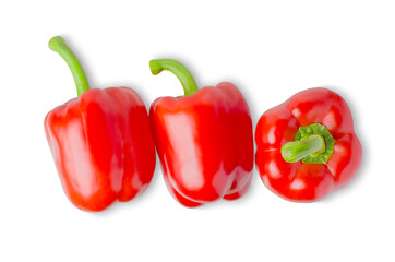 Paprika. Red bell pepper. Isolated on a white background. The view from the top