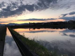 sunset over the river