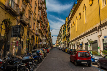 The Arrenaccia street that dissects the old quarter of Naples, Italy