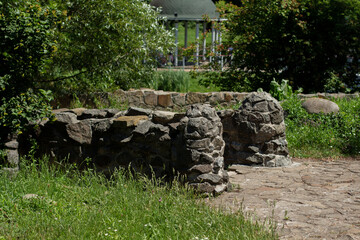 paved stones in a landscaped garden