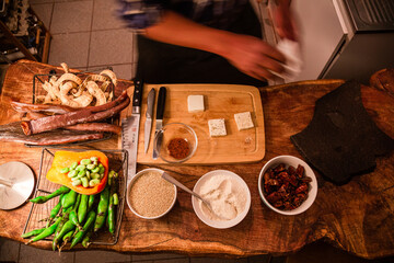 Cooking in the kitchen 