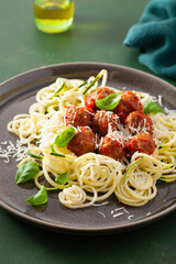 keto paleo diet zoodles spiralized zucchini noodles with meatballs and parmesan