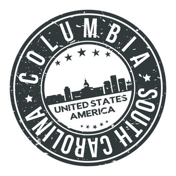 Columbia South Carolina USA Stamp Logo Icon Skyline Silhouette Symbol Round Design Skyline City.