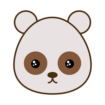 Cute panda bear cartoon line and fill style icon design, Kawaii animal zoo life nature and character theme Vector illustration