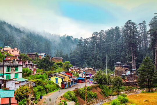 Jageshwar Temple and giant deodars at the background in Almora, uttarakhand.