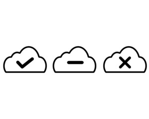 Cloud sync  status check icon. Backup and restore data cloud storage sign for mobile concept and web design, cloud upload and download status