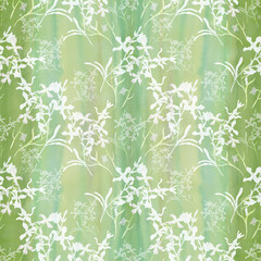 Fototapeta premium Seamless pattern. Flowers, leaves and buds of matiola