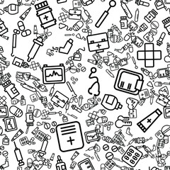 On a white background, black and white vector icons on medical topics