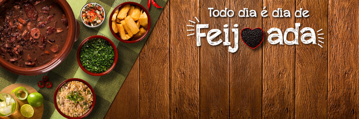 Brazilian Feijoada Food. Outdoor format. written 