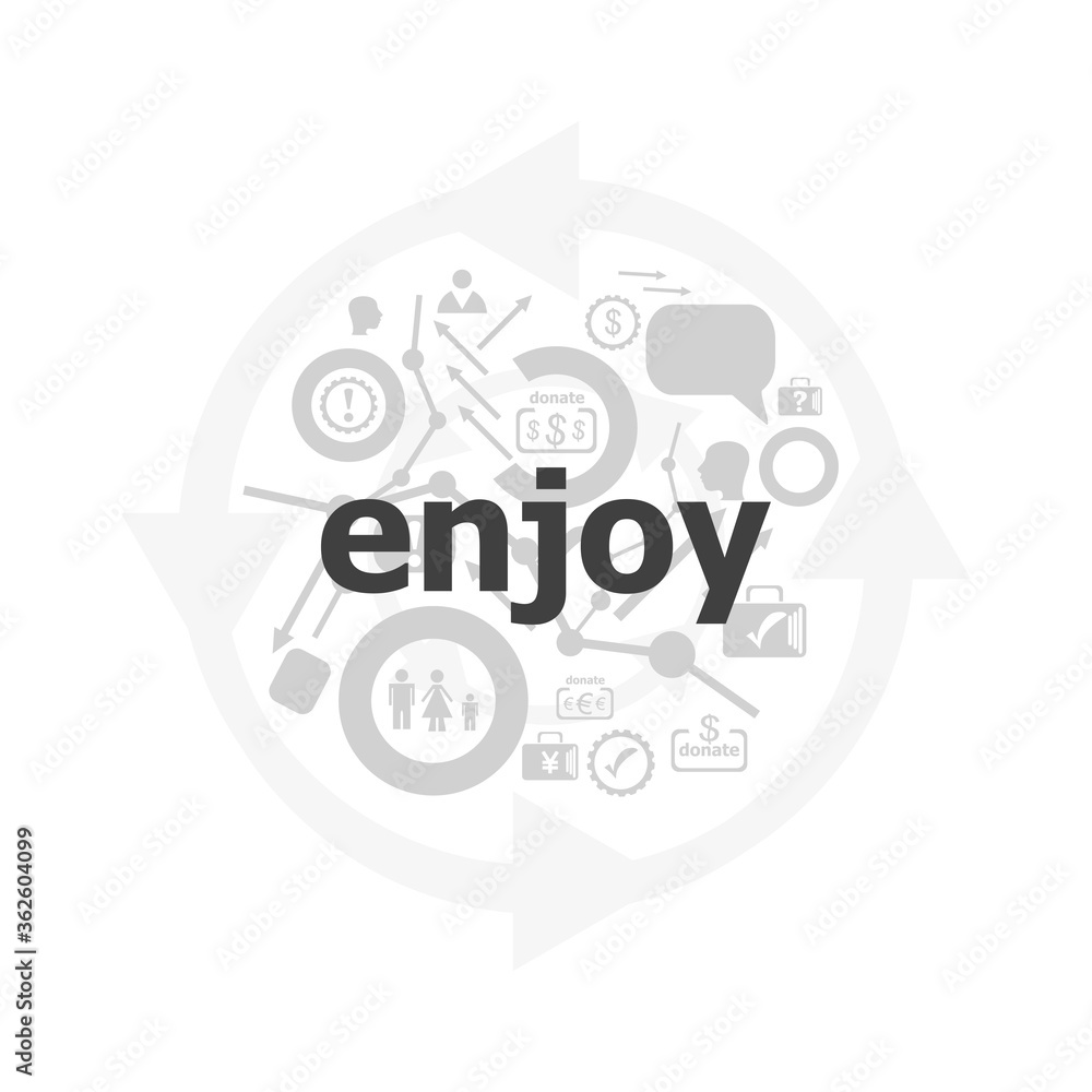 Aufkleber text enjoy on digital screen. business concept . icon and button set
