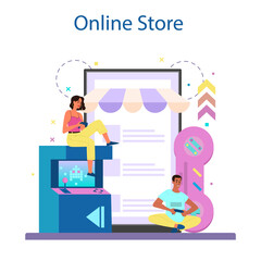 Professional gamer online service or platform. Person play on