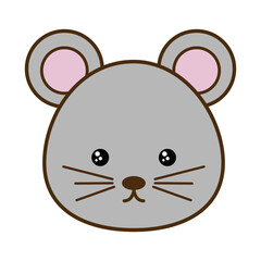 Cute mouse cartoon line and fill style icon design, Kawaii animal zoo life nature and character theme Vector illustration