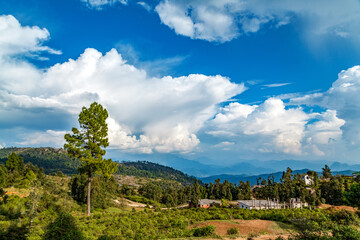 Beautiful view of himalaya valley, chaukori, uttarakhand, India.
