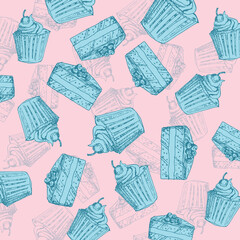 Bakery background. Linear graphic. Bakery collection.  Vector illustration.