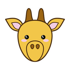 Cute giraffe cartoon line and fill style icon design, Kawaii animal zoo life nature and character theme Vector illustration