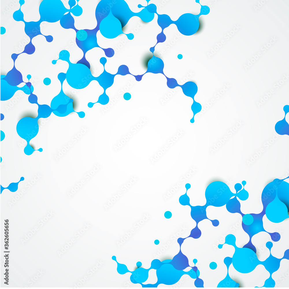 Poster Abstract vector polygonal background with connecting blue dots with lines