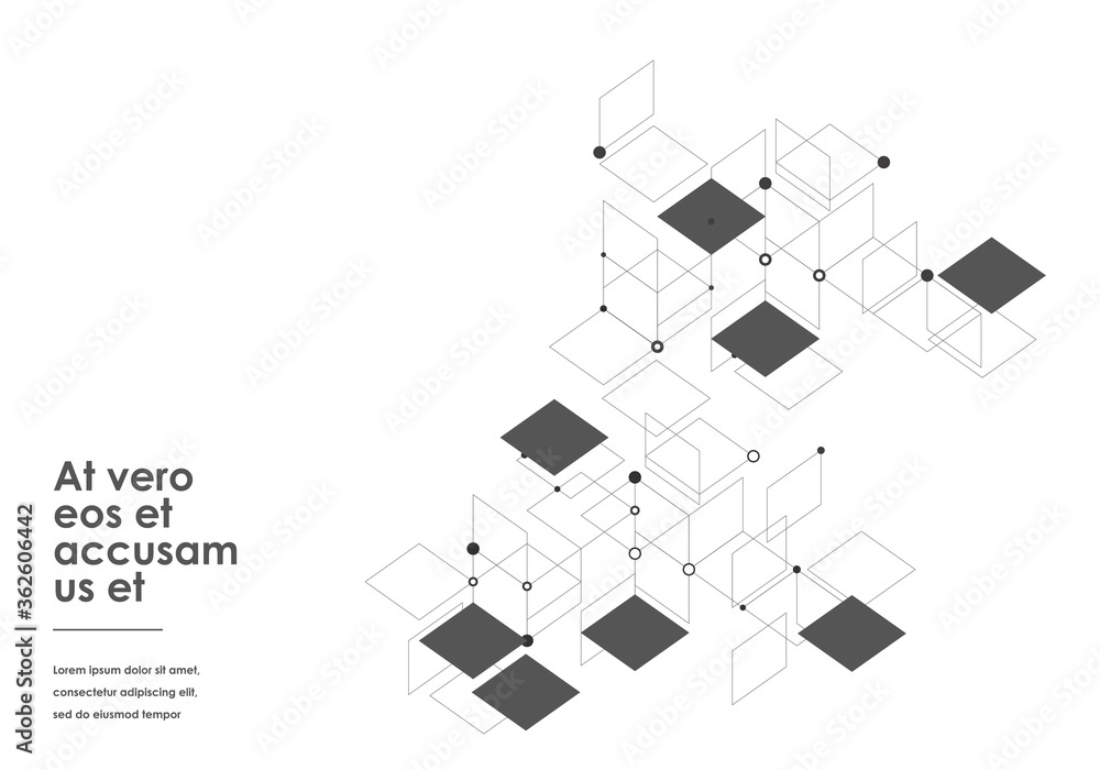 Poster vector connection with dots lines gray squares white background