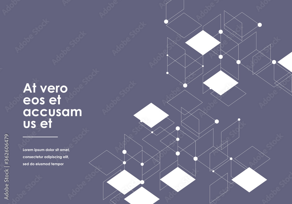 Poster vector connection with dots lines with white squares gray background
