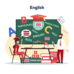 English course concept. Study foreign languages in school