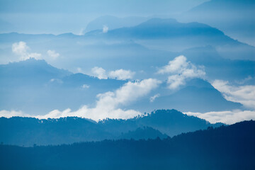 Beautiful landscape of Himalayan snow mountains from Chaukori, Uttarakhand, India