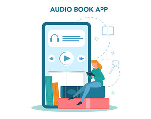Library online service or platform. Audio book concept. Idea of online