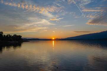 sunset over the lake