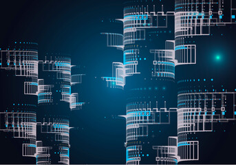 Fototapeta premium night scene of modern city.vector night city on a luminous background