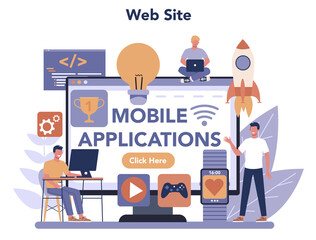 Mobile app development online service or platform. Modern