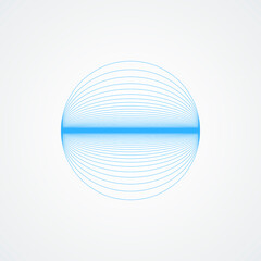 Vector shiny sphere.circle with blue lines in blue on a white background