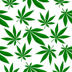Obraz na płótnie Canvas Cannabis leaves on an isolated background. Seamless pattern. Vector illustration.