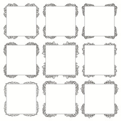 Frame Calligraphic set. Borders corners ornate frames. Vector