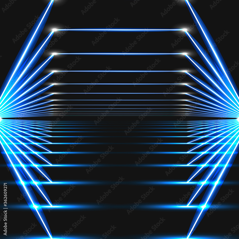 Poster modern technology illustration with square mesh. abstract glowing hexagon dark background