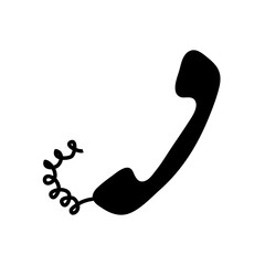 telephone handset icon, silhouette style