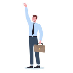 Business people in official clothes with their hand up. Worker