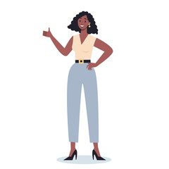 Business character showing a sign of OK. Female employee