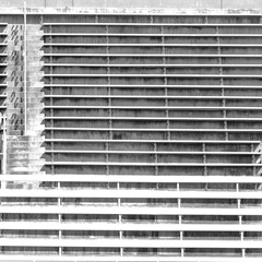 Black and white stadium bleachers 