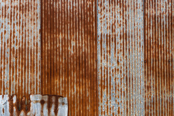 old rusty zinc plate galvanized outdoor wall for background