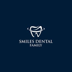 A dental vector illustration of a smiling tooth logo template