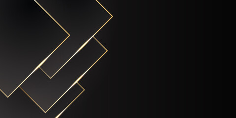 Black and gold abstract background. Modern abstract black background with gold line composition
