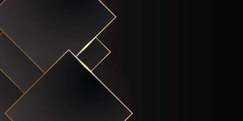 Black and gold abstract background. Modern abstract black background with gold line composition