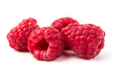 Fresh  red raspberry isolated on white background. Berry in close-up