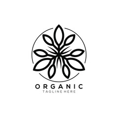 Fototapeta premium circle line silhouette leaf plant vector logo