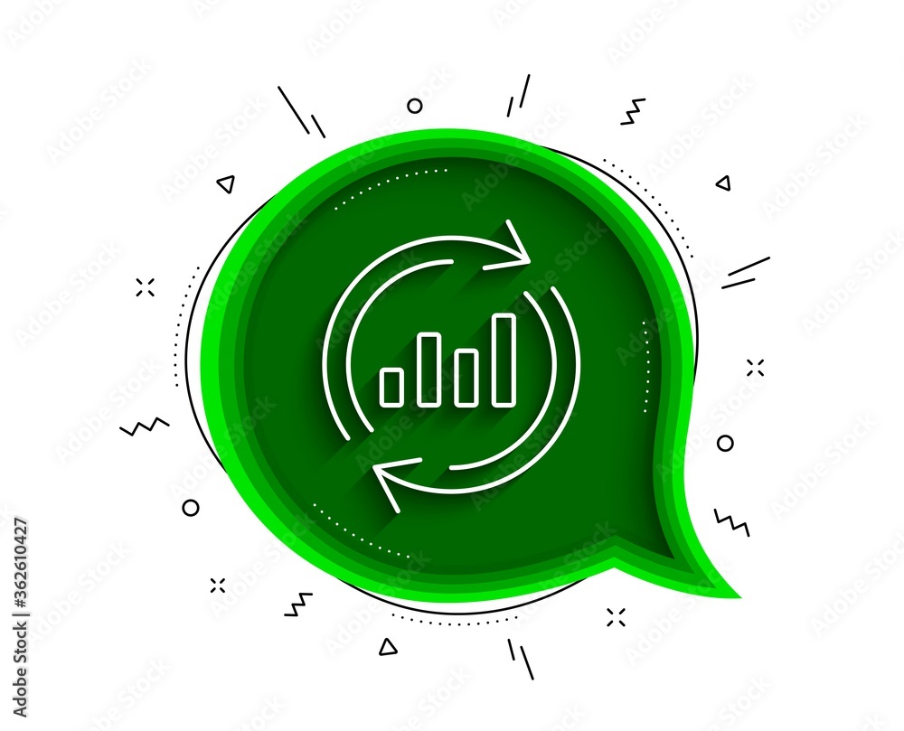 Aufkleber chart line icon. chat bubble with shadow. update report graph or sales growth sign. analysis and sta