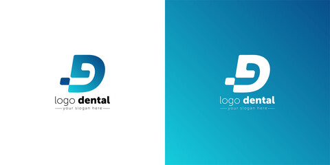 Dental logo design template. letter d creative symbol. Dental clinic vector icon.