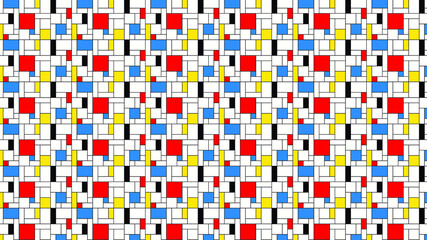 Neoplasticism (Piet Mondrian) imitation seamless pattern. Vector background texture. Wallpaper.