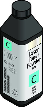 A Bottle Of Laser Printer Toner Powder - Cyan.