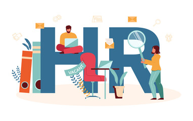 Human resources typographic header concept. Idea of recruitment